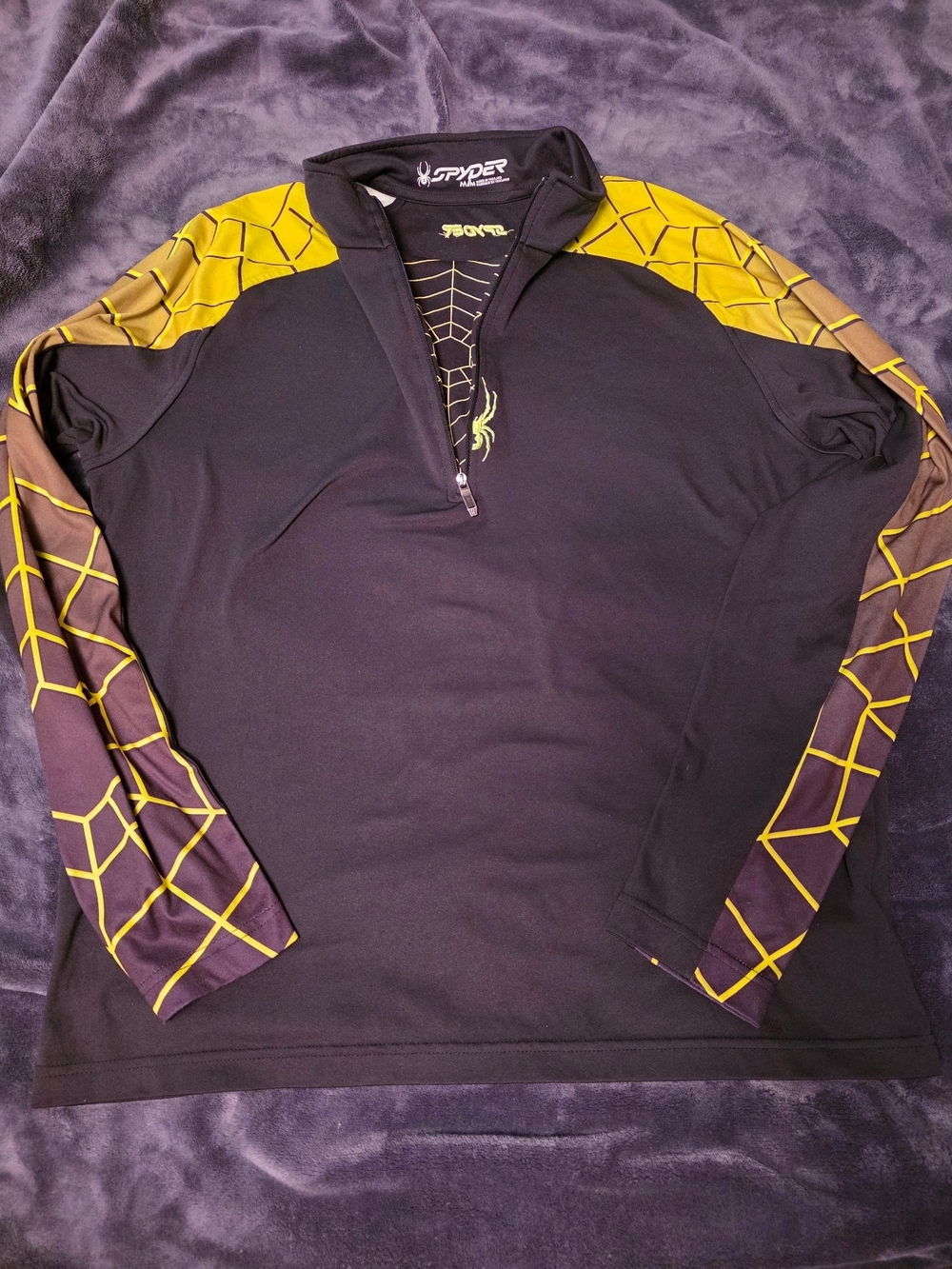 Spyder Men’s Black and Yellow Quarter-Zip